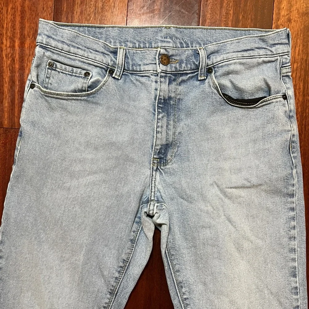 Mott & Bow Jeans Mens 33x34 TRUE TO SIZE Blue Light Wash Slim Stretch Grunge
